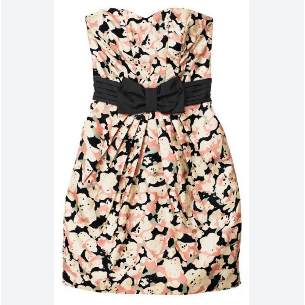 H&M Strapless Party Cocktail Dress Front Black Bow Size 4 New With Tags